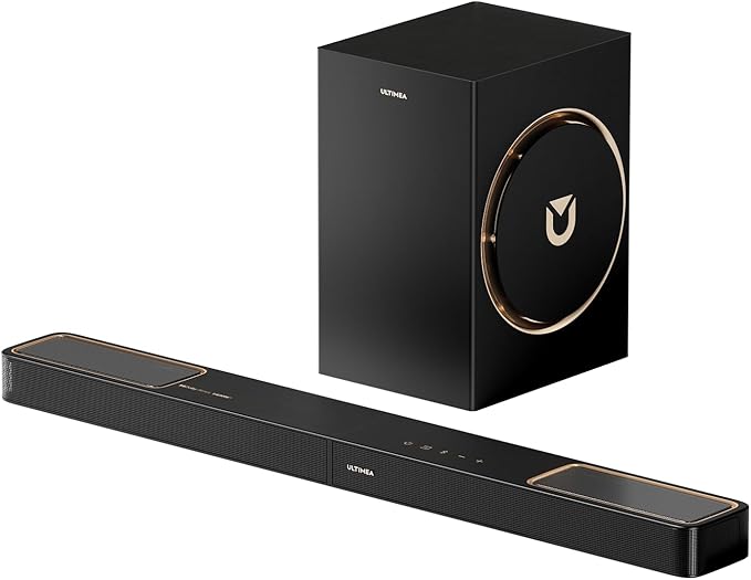 ULTIMEA 3.1.2ch Sound Bar with Dolby Atmos, Surround Sound System for TV with 6.5 inch Subwoofer, Sound Bar for Smart TV, Soundbar with Subwoofer for Home Theater, BT 5.4, HDMI eARC, Skywave F30 Boom