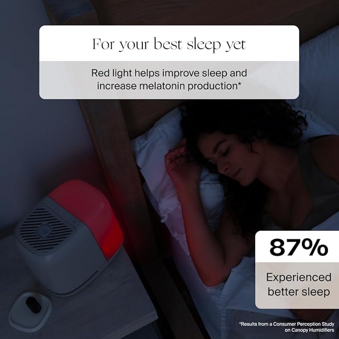 Canopy Bedside Humidifier 2.0, Moonstruck, 36 HR Run Time, 2.5L Capacity - Reading Light & White Noise - Alleviate Symptoms of Allergies, Cold, Dry Skin - Humidifier, Filter, Power Cord & Adapter