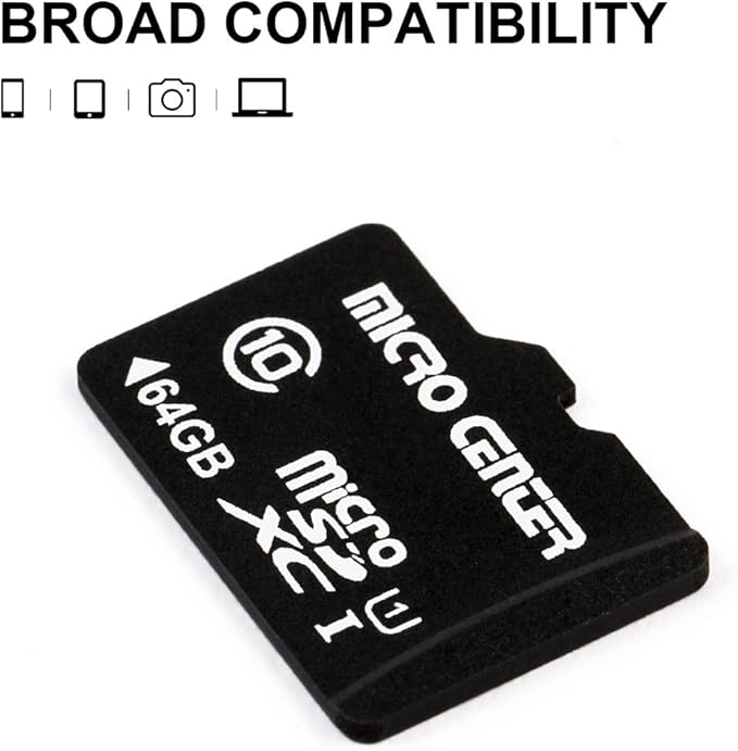 Micro Center 64GB Class 10 MicroSDXC Flash Memory Card 10 Pack with Adapter for Mobile Device Storage Phone, Tablet, Drone & Full HD Video Recording - 80MB/s UHS-I, C10, U1 (10 Pack)