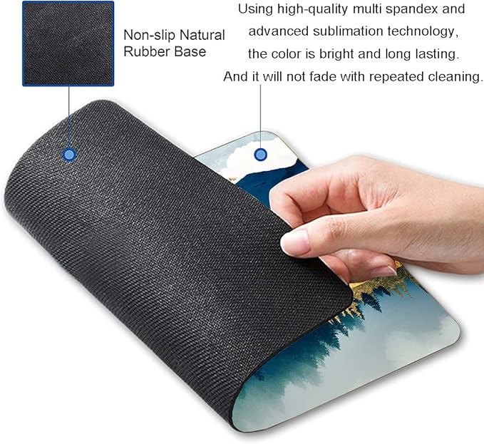 Mountains Landscape Mouse Mat, Waterproof Non Slip Rubber Base Mouse Pad for Office Laptop, 9.5"x7.9"x0.12" Inch