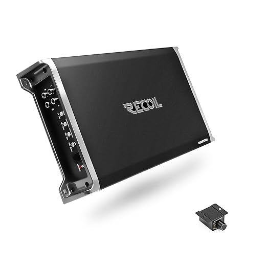 Recoil RED1200-1 2500 Watts Class-D Strappable Car Audio Mono-Block Subwoofer Amplifier, 1 Ohm Stable, Remote Bass Knob Included