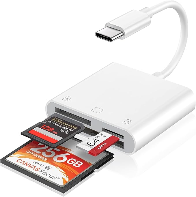 USB C SD Card Reader for iPhone 16/15/iPad/Mac, 3 in 1 USBC Memory Card Reader with Compact Flash/CF/SD/TF Card, Digital Camera Adapter iPhone SD Card Reader Compatible with MacBook Pro/Air/Mini Mac