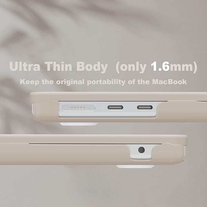 CISSOOK Compatible with MacBook Air 13.6 inch Case 2025 2024 2023 2022 Release M4 M3 M2 Chip, Plastic Hard Shell Case & Keyboard Cover for MacBook Air 13 A3240 A3113 A2681, Beige