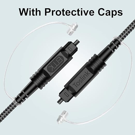 EMK Digital Optical Audio Cable [12 Feet/4M] - Slim Nylon Braided Toslink Fiber Optic Cable for Sound Bar, TV, Home Theater, PS4, Xbox, Blu-Ray Player & More - High-Speed SPDIF (Black1)