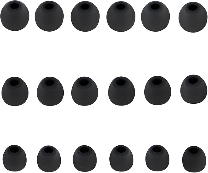 Earbud Tips Replacement Earbud Tips Ear Bud Replacement Pieces Silicone Soft and Comfortable Fit for Inner Hole from 3.8mm - 5.1mm Earphones 9 Pairs S/M/L Gray-Black