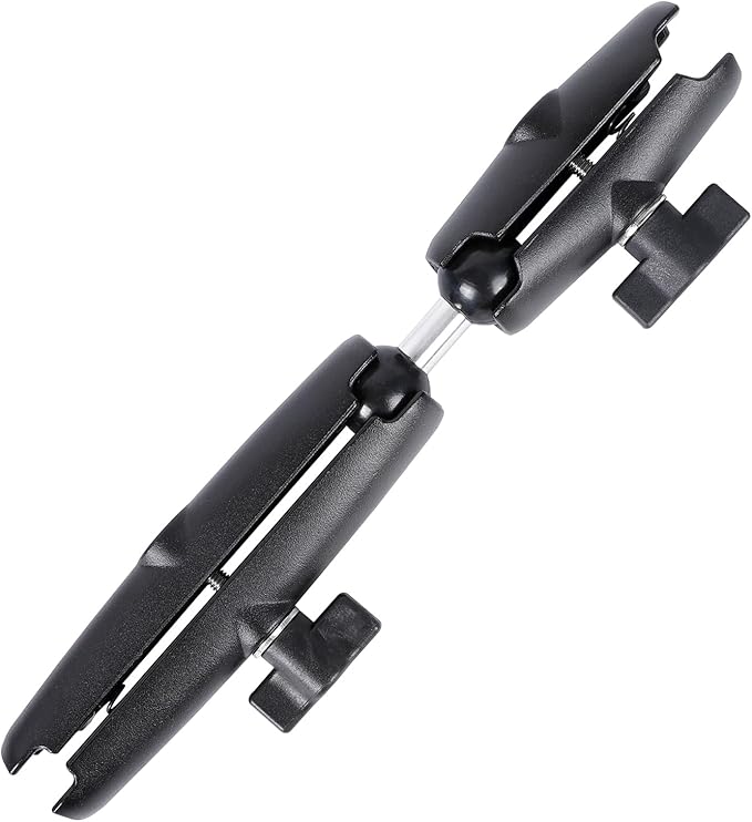 Dual Extension Double Socket Arm with 1" Double Ball Adapter Compatible with RAM B Size Mount and Other 1 inch Industry Standard Device, 360° Rotation Rod for Bike, Truck, Car (10.47" Length)