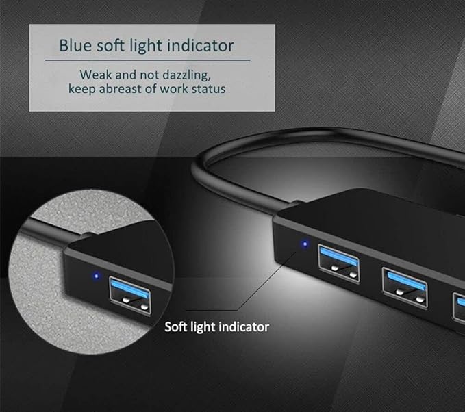 USB 3.0 Hub, 4-Port USB Hub USB Splitter USB Expander Ultra Slim Portable USB Hub for Laptop, Xbox, Flash Drive, HDD, Console, Printer, Camera,Keyborad, Mouse Compatible with Windows, Mac, Linux, etc.