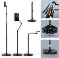 TELESIN° Magnetic Phone Tablet Floor Stand, Aluminum Alloy Phone Holder Stand for Video Recording, Overhead Bed/Sofa Phone Mount Height Adjustable Ultra Stable Base for Magsafe/iPhone/Android/iPad