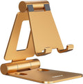 Nulaxy Dual Folding Cell Phone Stand, Fully Adjustable Foldable Desktop Phone Holder Cradle Dock Compatible with Phone 16 15 14 13 12 11 Pro Xs Xs Max Xr X 8, Nintendo Switch, All Phones - Orange