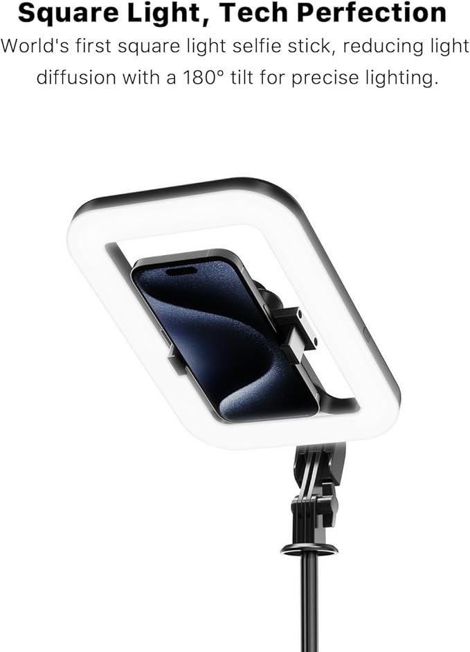 M MYBAT PRO Selfie Ring Light with 72" Tripod Stand - Extendable Selfie Stick with Light for Phone, Live Streaming, Makeup, Travel, Gaming, Video, Includes Phone Holder& USB-C Powered