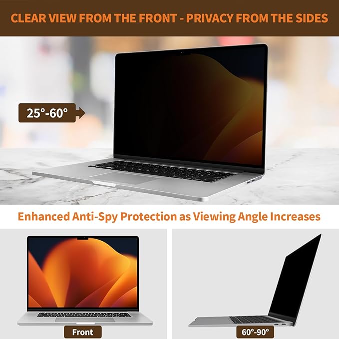 Privacy Screen for MacBook Pro 16 Inch (2021-2024, M1, M2, M3, M4), Removable Anti-Spy Filter for Mac Pro 16.2", Eye Protection HD Anti-Scratch