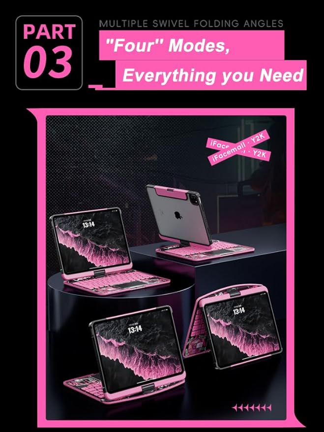 KARTICE Case with Wireless Keyboard Compatible with iPad 10th 2022 10.9 inch, Multi-Touch Trackpad, 7 Color Backlight, 360° Rotating Stand with Pencil Holder for 10th, Excludes iPad and Pencil