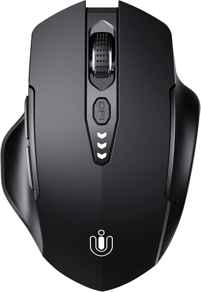 Bluetooth Mouse,[Upgraded] Rechargeable Wireless Mouse (BT 5.0/4.0+2.4G Hz),Computer Mouse with Visible Battery Level, 4 Adjustable DPI, Portable PC Mouse for MacBook Chromebook,Black