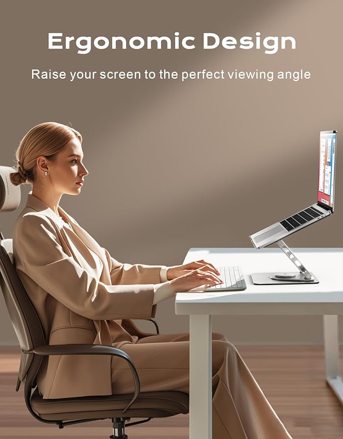 Laptop Stand for Desk 360° Flexible Rotating, Ergonomic Adjustable Laptop Riser Holder with Dual-bar Support, Portable Computer Notebook Stand for MacBook Air Pro, Dell XPS, HP (10-16")