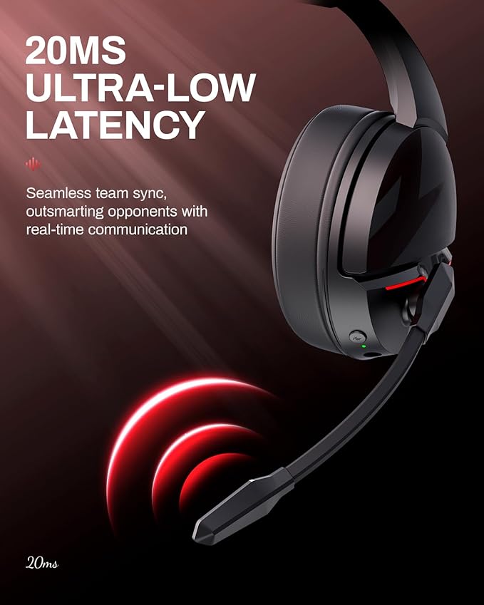 acer Wireless Gaming Headset, PS5 Headset with 2.4GHz for Ps5, Ps4, PC, Switch, Bluetooth 5.3 + 100Hrs Gaming Headphones with Noise Canceling Mic for Laptop, Mobile, Mac, 50mm Drivers (Black)