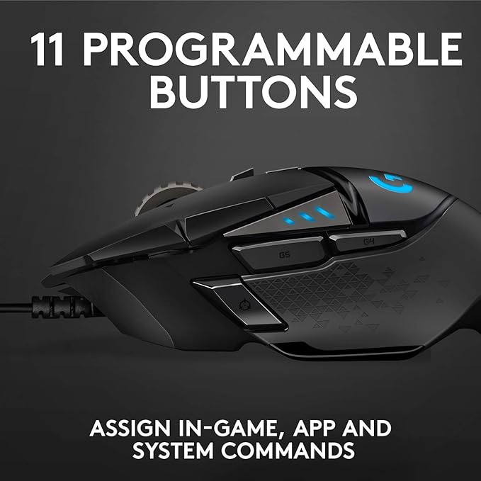 Logitech G502 HERO High Performance Wired Gaming Mouse, HERO 25K Sensor, 25,600 DPI, RGB, Adjustable Weights, 11 Buttons, On-Board Memory, PC/Mac
