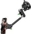 MAGIC JOHN Car Phone Holder, Ultra-Durable Mteal Phone Holders for Your Car, 360° Rotation Cell Phone Car Mount for Windshield, Suction Cup Car Phone Mount for iPhone Samsung All Smartphone
