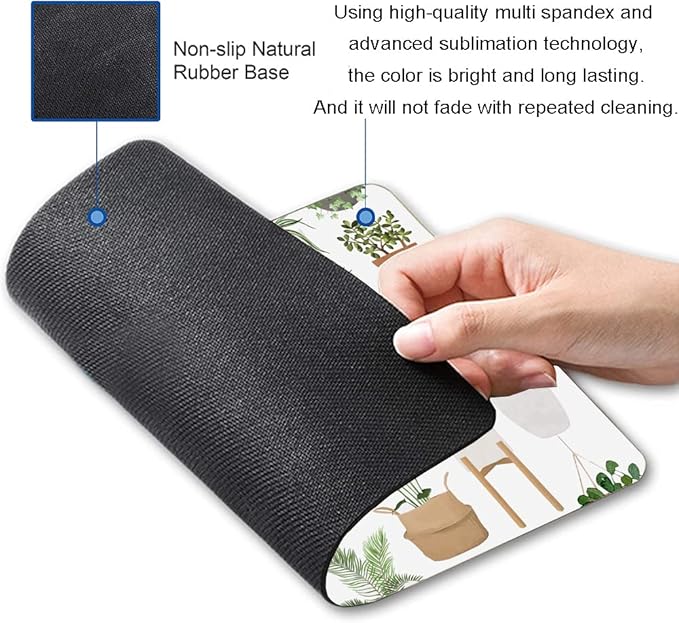 Hokafenle Mouse Pad, Square Personalized Computer Mouse Pads with House Plants Design, Washable Mouse Mat, Office Home Non-Slip Rubber Base Mousepad