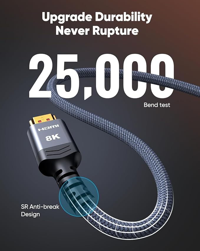 Highwings 8K HDMI Cable Long 2.1 30FT/9M, 48Gbps High Speed HDMI 4K120 144Hz Dynamic HDR 10 eARC HDCP 2.2&2.3 Compatible for PS5, Blu-ray Player and Monitor