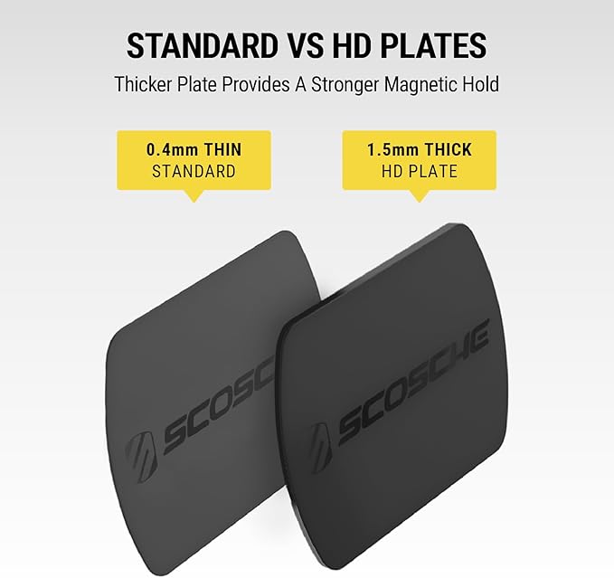 Scosche MPLT54T-4PKBP0 MagicMount Replacement Plate Kit for Magnetic Car Phone Mount Holder, Metal Plates w/Extra Strength Hold for Smartphone, Tablet, Magnet Cell Phone Stand & Phone Case, Pack of 4