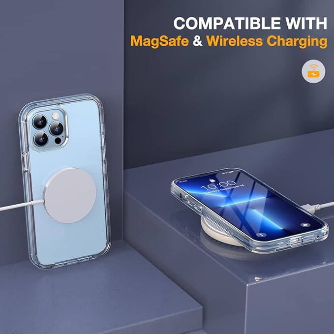 Miracase Glass Case for iPhone 13 Pro Max 6.7 inch, Upgrade Full-Body Clear Phone Bumper Case Cover with Built-in 9H Tempered Glass Screen Protector, Clear