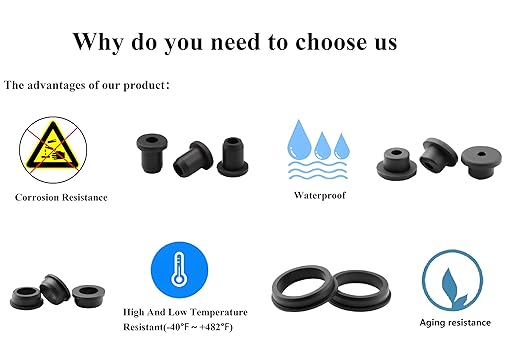 40 pcs 3/16" Drill Hole，1/8" ID Black Silicone Top hat Rubber Grommets for Wiring，Automotive，Firewall，Hole Plug，Desk，Screw，Water and Gas Pipe，Drain，House Siding，Cable Bushing，Glass，Wire Plug