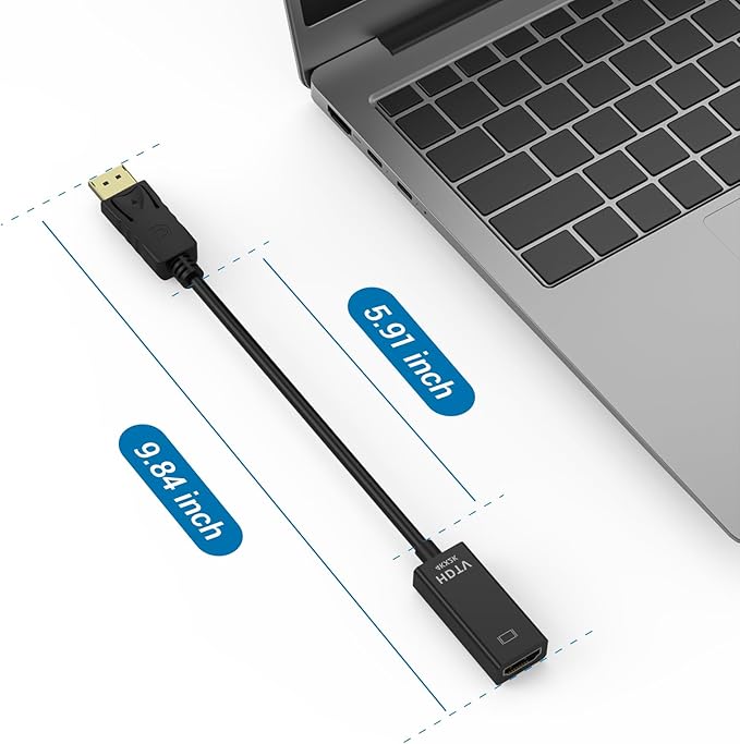 4K DisplayPort to HDMI Adapter, 1PCS Gold-Plated Uni-Directional DisplayPort PC to HDMI Screen Converter (Male to Female), Supports 3840x2160@30Hz
