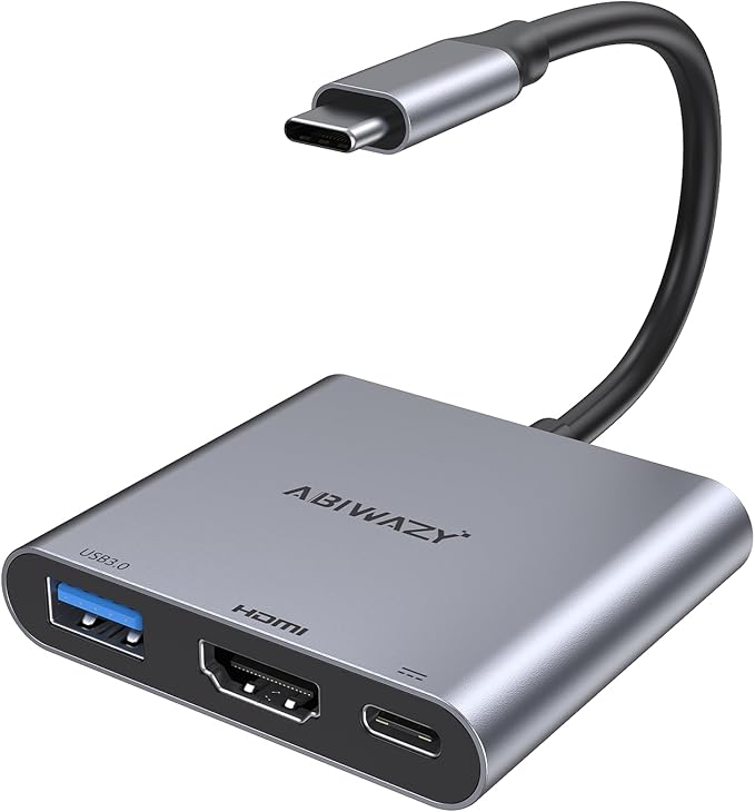 USB C to HDMI Multiport Adapter with 4K HDMI Output,Type-C Hub Converter to 4K HDMI USB 3.0 PD Charging Port,USB-C Digital AV Multiport Adapter for MacBook Pro/air,iPad Pro &More USBC Devices(Grey)