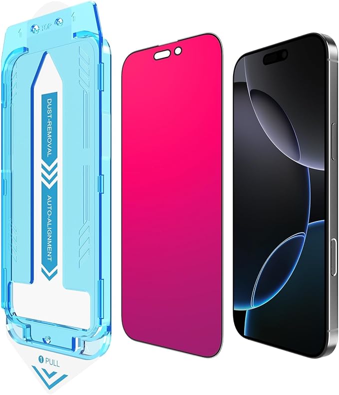 EGKimBa for iPhone 16 Plus Privacy Screen Protector, Gradient Color, Bubble Free, Easy Installation, Auto Dust-Elimination, Anti Blue Light