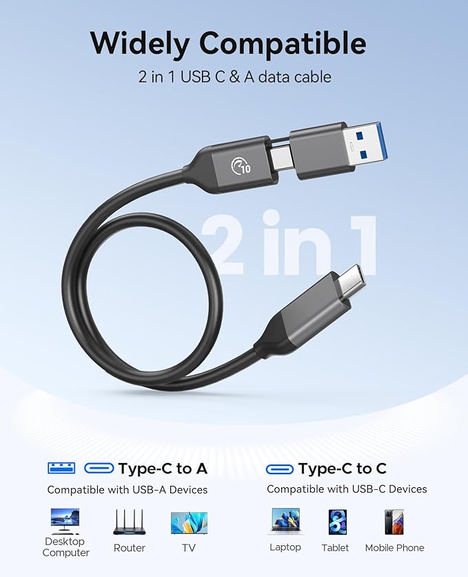 ORICO Portable SSD 512 GB with 2 in 1 USB C Cable, External Solid State Drives, Up to 460MB/s, Status Indicator, Reliable Storage for USB-C Smartphone, Tablet, PC - B5PLUS