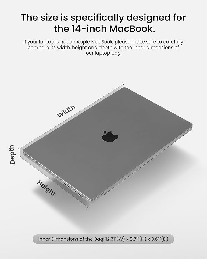 tomtoc 360 Protective Laptop Carrying Case compatible with 14-inch MacBook Pro M4/M3/M2/M1 Pro/Max 2024-2021, 12.9-13 Inch iPad Pro/Air, Water-Resistant MacBook Accessory Bag Sleeve