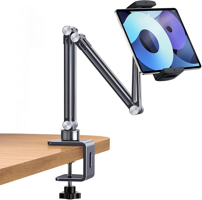 OATSBASF Phone and Tablet Holder Bed Gooseneck Mount, Aluminum Long Arm Foldable Lazy Stand, Universal 360 Degree Rotatable for iPhone, iPad, Tablet