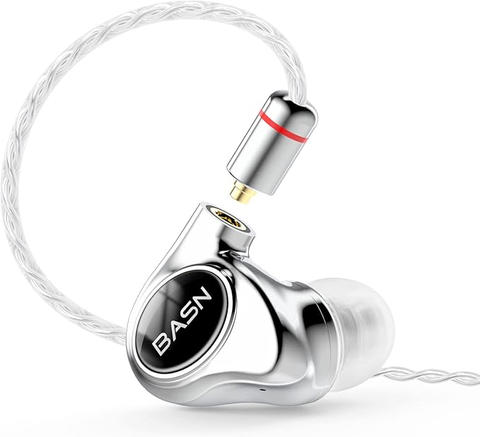BASN Metalen PRO 4 Drivers in-Ear Monitors Headphones for Musicians, Noise Isolating Enhanced Bass Sound Earphones with CNC Metal Craft Shell, Wired Upgraded Detachable MMCX Cables(Gloss Black)
