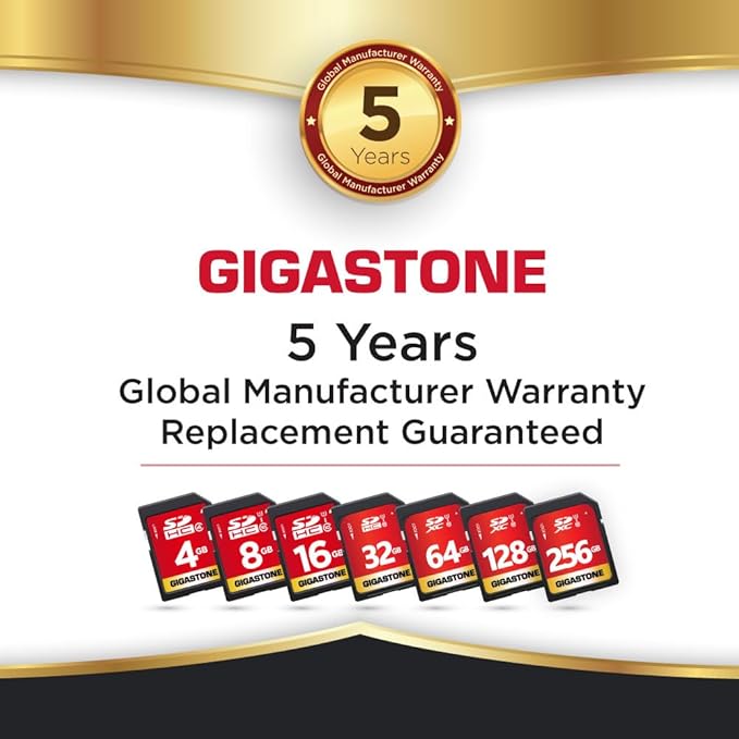 GIGASTONE 32GB SD Card 5 Pack UHS-I U1 Class 10 SDHC Memory Card Full HD Video Compatible with Canon Digital Camera, SPYPOINT TACTACAM Trail Camera, with 5 Mini Cases