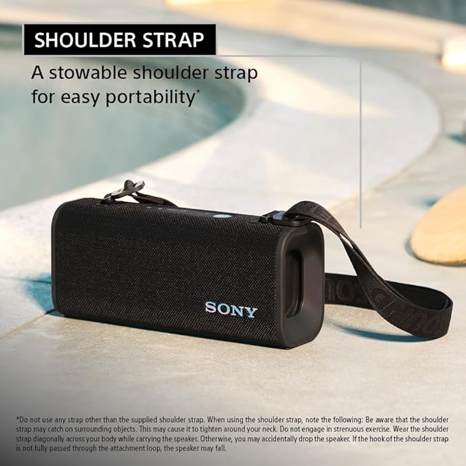Sony ULT Field 3 Wireless Portable Bluetooth Speaker, IP67 Waterproof, Dustproof, Rustproof, and Shockproof with Enhanced Bass, 24 Hour Battery and Shoulder Strap (SRSULT30B), Black