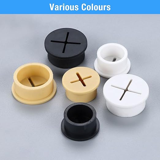 Desk Grommet, 3/4 in 20 mm Silicone Rubber Grommets, Black Desk Hole Cover for Cables, Flexible Wall Cord Pass Through Grommet for Office Table Computer Home Furniture Wire Organizer-15 Pcs