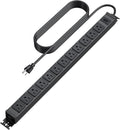 HHSOET 360° Rotating 12 Outlet Mountable Power Strip, Metal Gaming Table Mounted Outlet Strip, Heavy Duty Wall Mount Surge Protector with Switch, Works Great and Very Versatile, 15ft Power Cord.Black