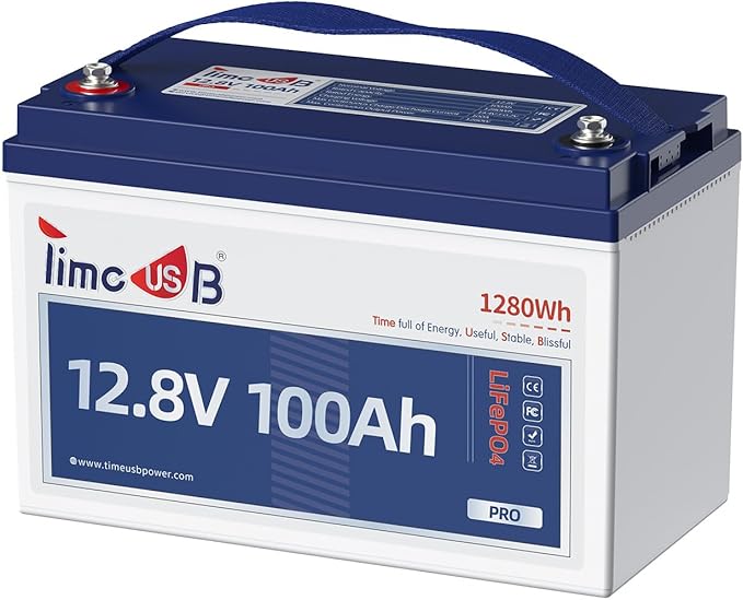 12V 100Ah Pro LiFePO4 Battery, Grade A Battery Cells, Group 31 Deep Cycle Lithium Battery, Built-in 100A BMS, 10-Year Lifetime, Perfect for RV, Solar Home System and Off-grid Application
