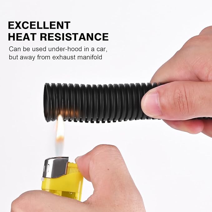 CrocSee 25ft - 1/2 inch Flame Retardant Split Wire Loom Tubing with Installation Tool - Flexible Wire Covers Cord Protectors - Black