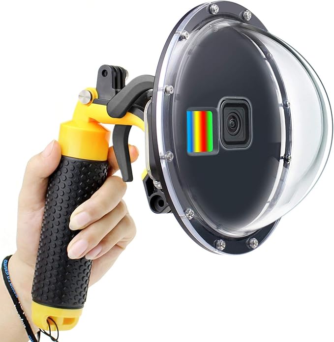 Dome Port for GoPro Hero 9 10 11 12 13 Black- Underwater Waterproof Dome Port Housing Case + Floating Hand Grip + Trigger Accessories for GoPro Action Cameras