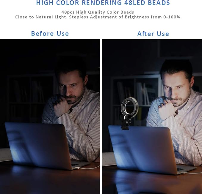 Video Conference Lighting Kit, Ring Light for Monitor Clip On,for Remote Working, Distance Learning,Zoom Call, Self Broadcasting and Live Streaming, Computer Laptop Video Conferencing