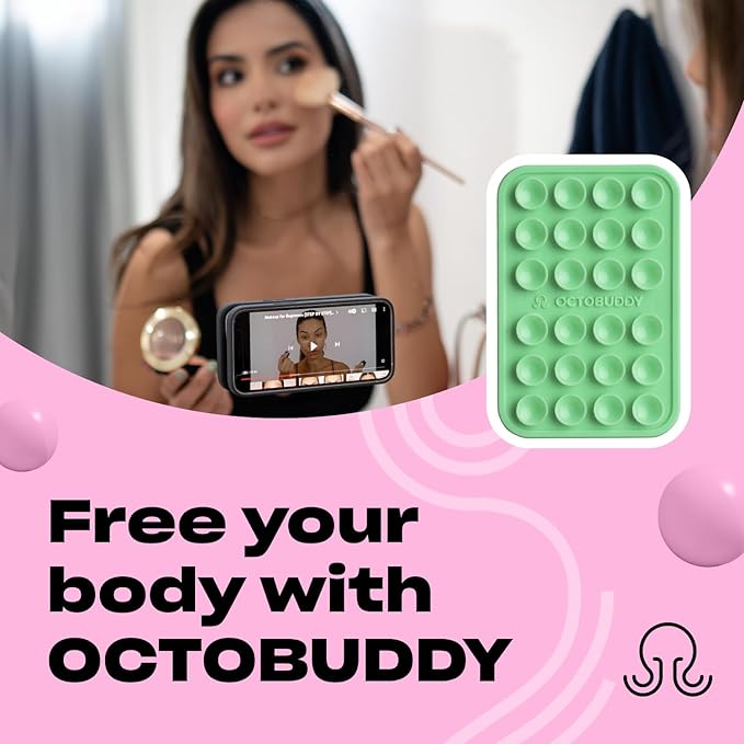 Classic - Silicone Suction Phone Case Adhesive Mount - Hands-Free, Strong Grip Holder for Selfies & Videos - iPhone & Android Compatible - 2.25″ x 3.25″, Green Ash