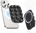 Magnetic Phone Suction Grip, Shower Phone Holder for MagSafe, Octo Phone Sticky Buddy Suction Grip for iPhone 16 15 14 13 12, Birthday Christmas for Women Black