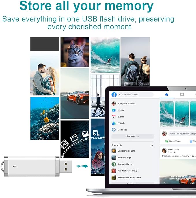 KEXIN 10 Pack 16GB Flash Drive Bulk Flash Drive USB Flash Drive Design in Snapcap 16 GB White