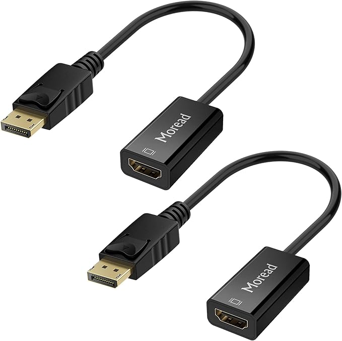 4K DisplayPort (DP) to HDMI Adapter, 2 Pack, Uni-Directional Gold-Plated Display Port Computer to HDMI Screen Converter (Male to Female) Compatible with HP, Dell, Lenovo & More, Passive - Black