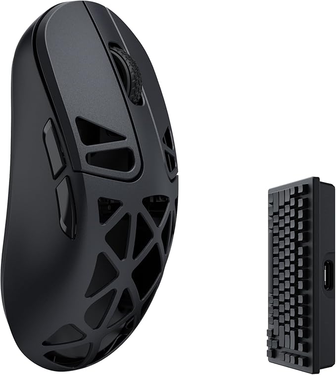 M3 Mini 4K Wireless Mouse Signature Edition 5.1/2.4 GHz/Wired Optical Mouse, Ultra-Lightweight 55g Programmable PixArt 3395 Sensor with up to 26,000 DPI/ 650 IPS for Windows Mac Linux - Black