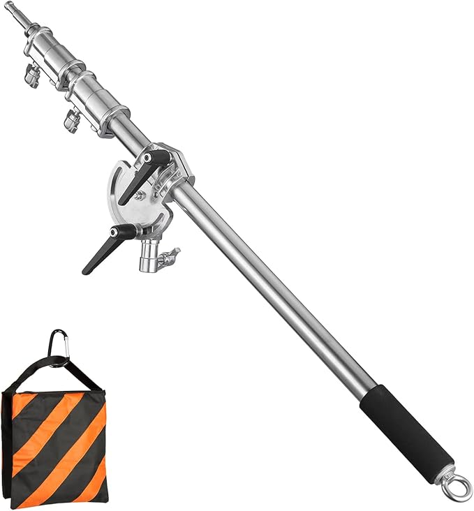 Heavy Duty Extension Boom Arm Bar for Photography C Stand and Light Stand,Adjustable 3.6-8.2ft Crossbar Holding Arm with Sand Bag for Softbox,Studio Strobe,Monolight,LED Video Light,Reflector ect.