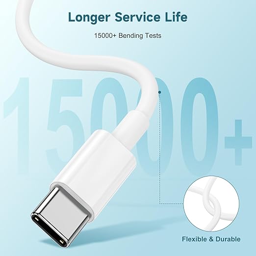[3+6+10FT] 60W USB C to USB C Cable 3Pack iPhone 15 Fast Charging Cable,USB-C to USBC Power Cord for iPhone 15/15 Pro/15 Plus/15 Pro Max,MacBook Pro Air/IPad Air 4/5/iPad Pro 12.9/11(White)