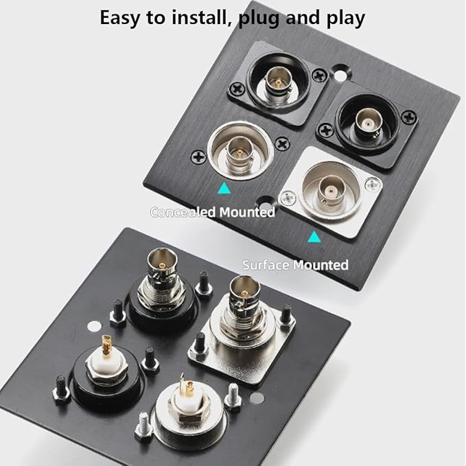PENGLIN BNC Panel Mount Connector, D-Type BNC Pass-Through Connector, BNC Female to Female Chassis Socket for Surveillance Video Custom Communication