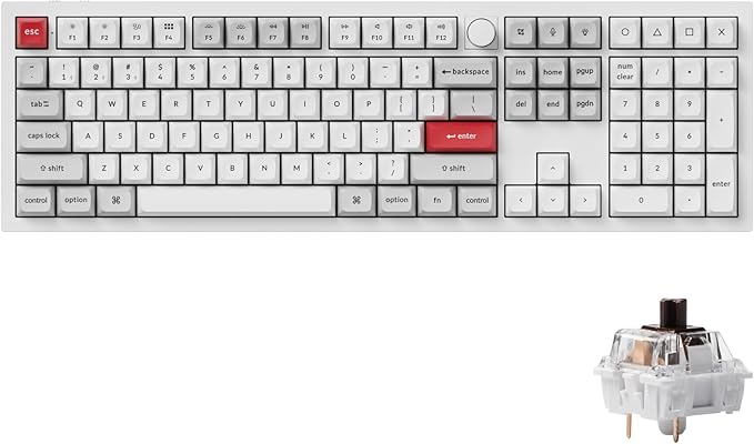 Keychron Q6 Pro Full-Size Bluetooth Custom Mechanical Keyboard for Mac Windows Linux, Full Aluminum QMK/VIA Programmable Knob KSA Double-Shot PBT Keycap Hot-Swappable Keychron K Pro Brown Switch-White